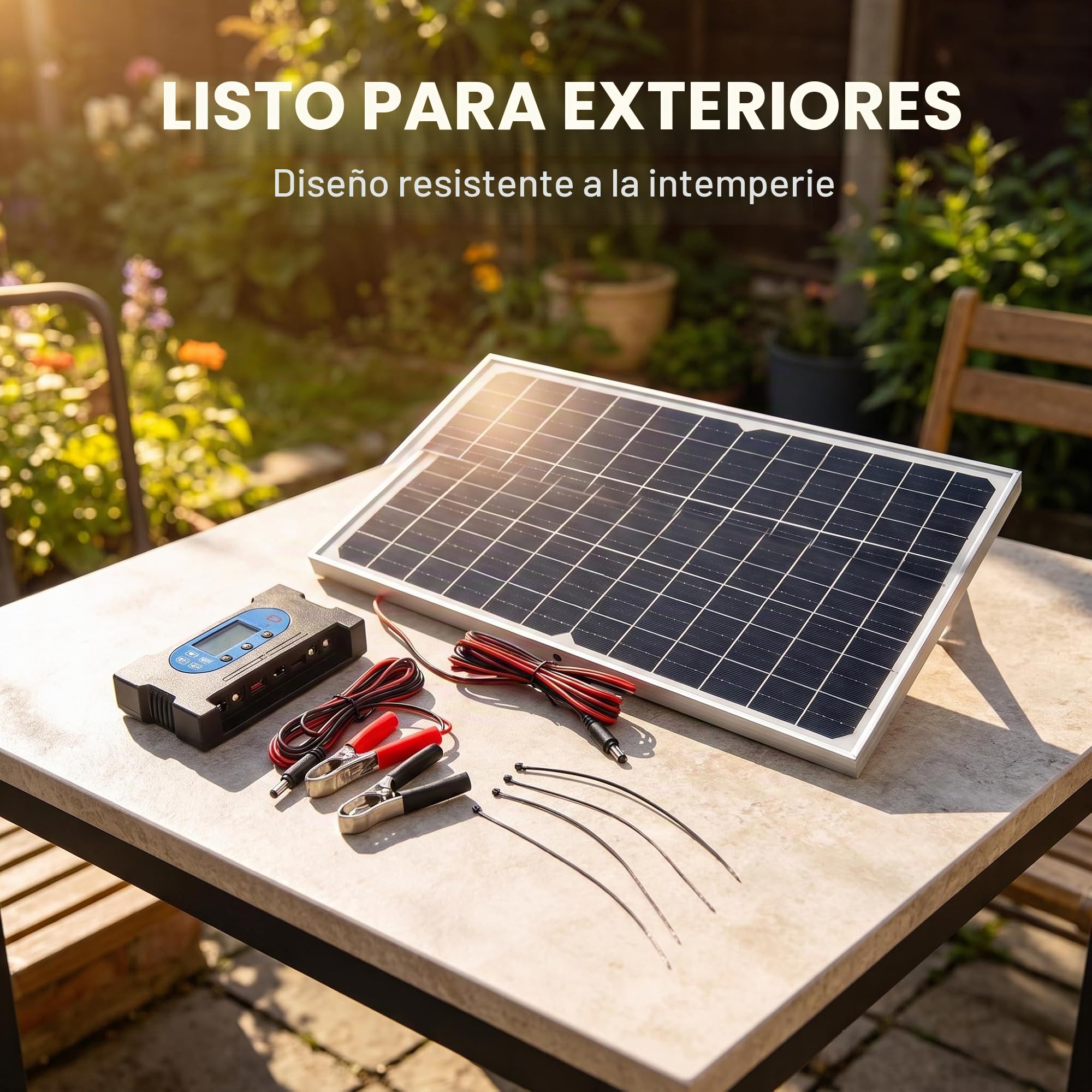 Kit de panel solar de 100 W 5/12/18 V monocristalino con controlador solar para carga de batería, caravana, RV, barco, camper (50 A)