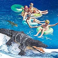 Vista 2 de Juguete de barco de cocodrilo a control remoto, escala 1:18, cocodrilo RC de alta simulación para piscina, baño, gran regalo, barco a control