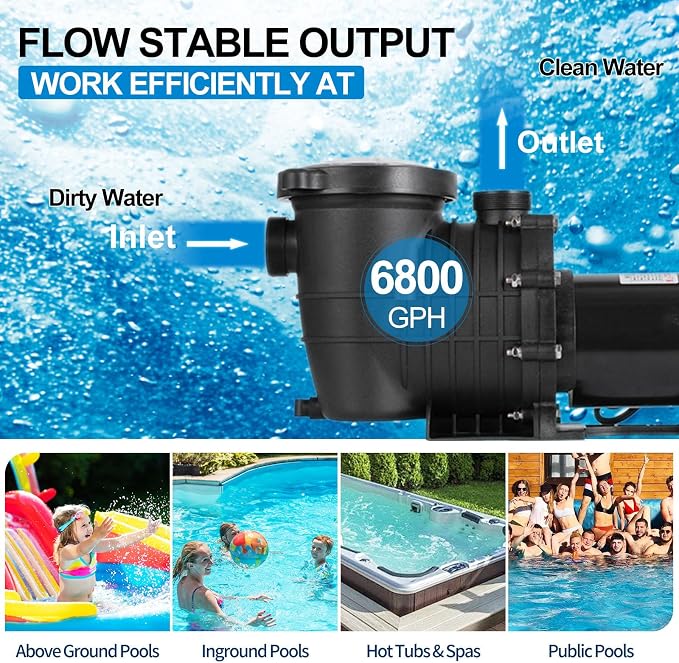 Bomba de piscina 2 HP con autocebado y doble voltaje miniatura 4