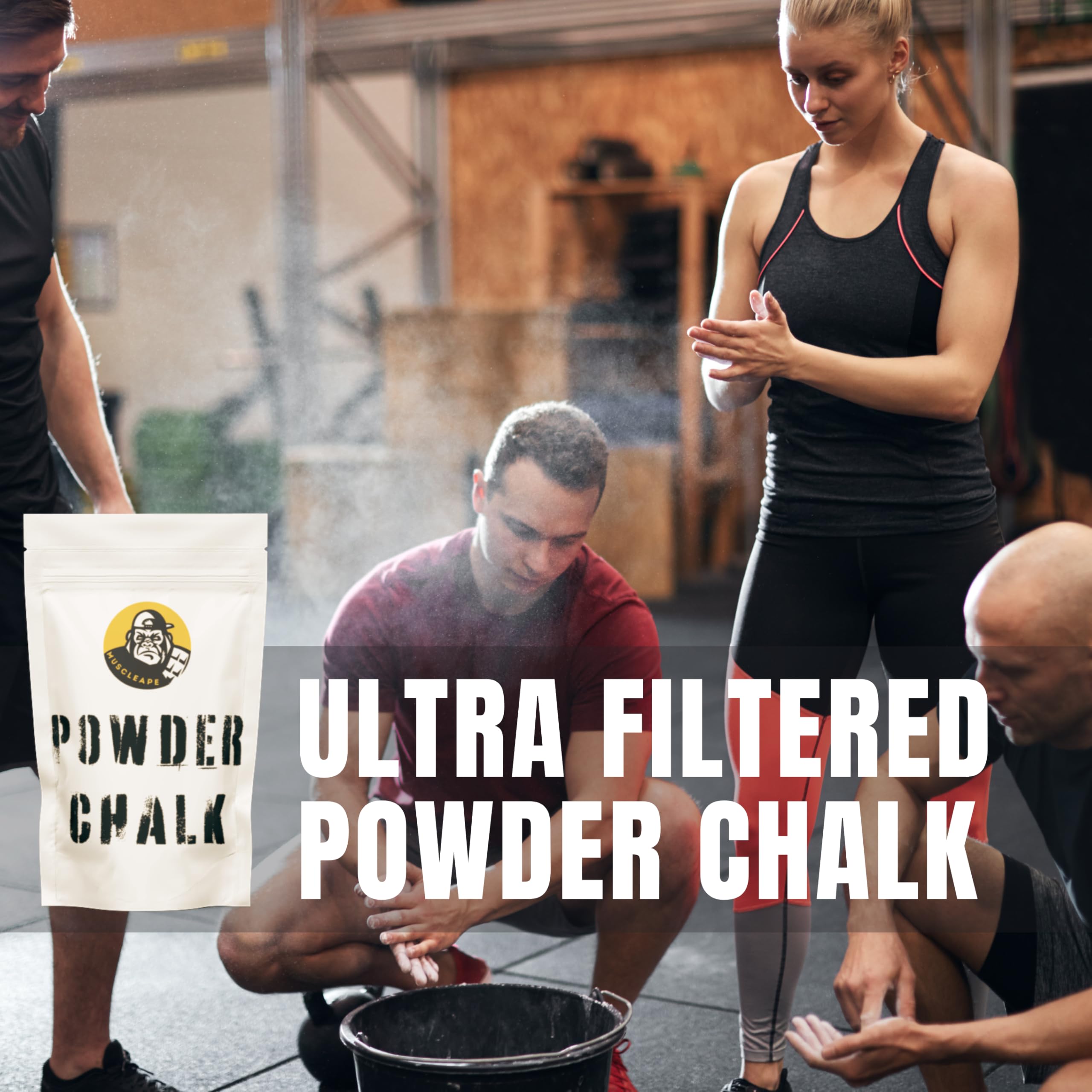 Muscleape Chalk Powder for Superior Grip. 100gm Premium Non Dust Chalk for Weightlifting, Bodybuilding, Powerlifting, Calisthenics and Other Sports.Non Allergic. Makes Your Grip Dry & Strong. 3