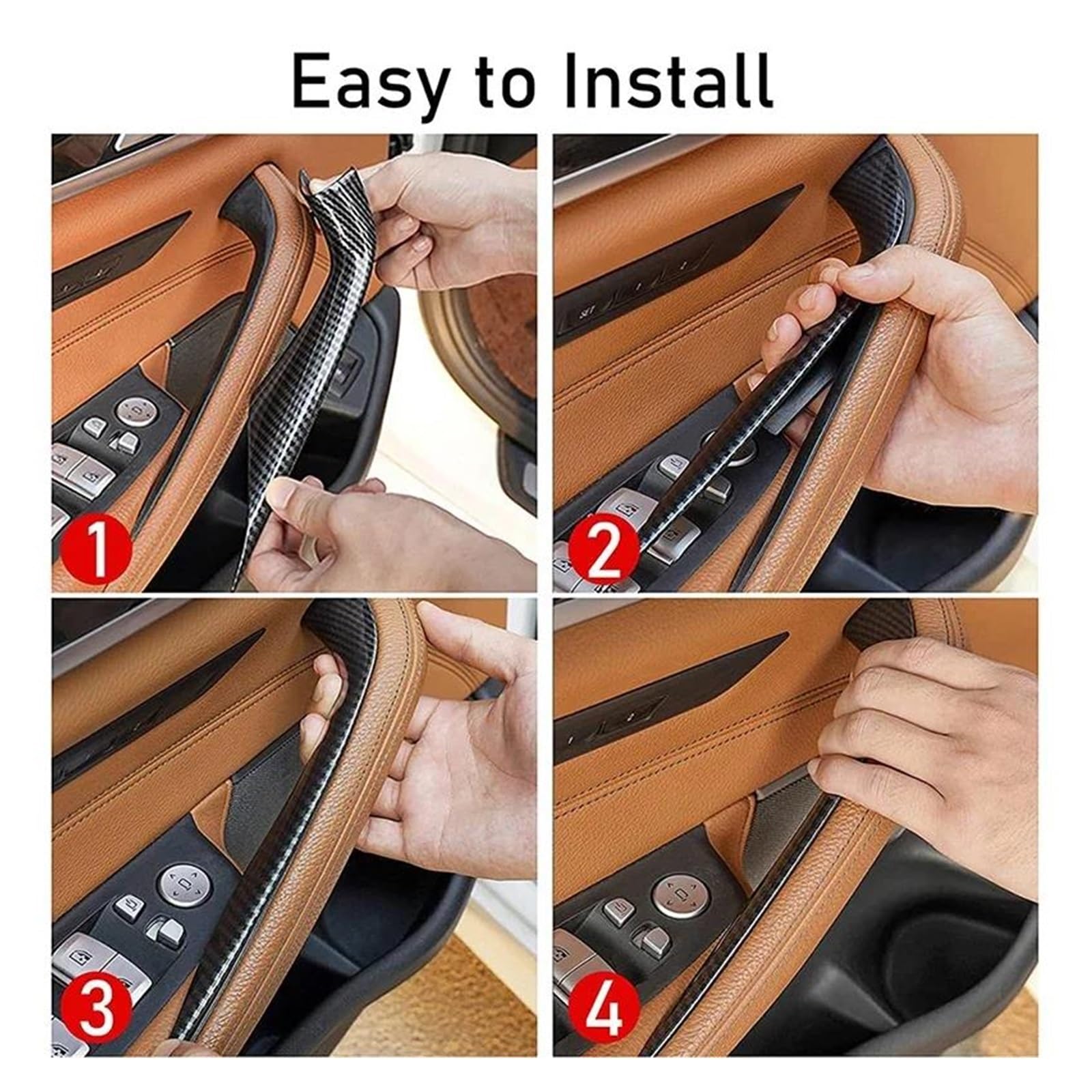 Maniglia interna Facile installazione 2/4 pezzi trazione interno per auto Coperture di trazione per BMW Serie 5 G30 G38 2018 2019-2021 2022 2023 Maniglia interna portiera(4 Carbon Fiber Look)