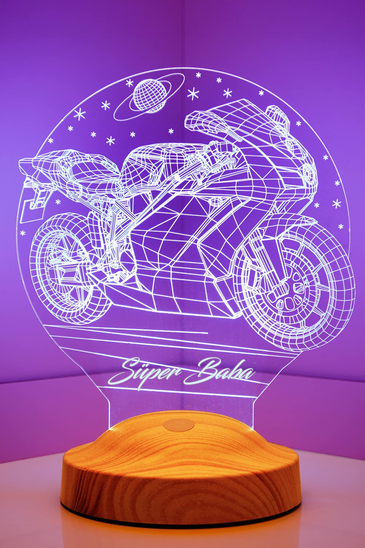 Babaya Hediye Motosiklet Racing, Babalar Günü Hediyesi Motor Hayranına 3D Led Lamba