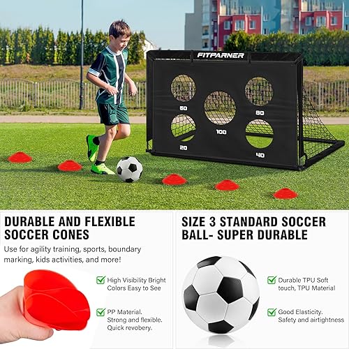 Miniatura 6 de Kids Soccer Goal for Backyard Set,2 Pack of 4x36x4 ft Portable Pop Up Soccer Nets,Complete Youth Training Equipment with Target,Ball & Cones for