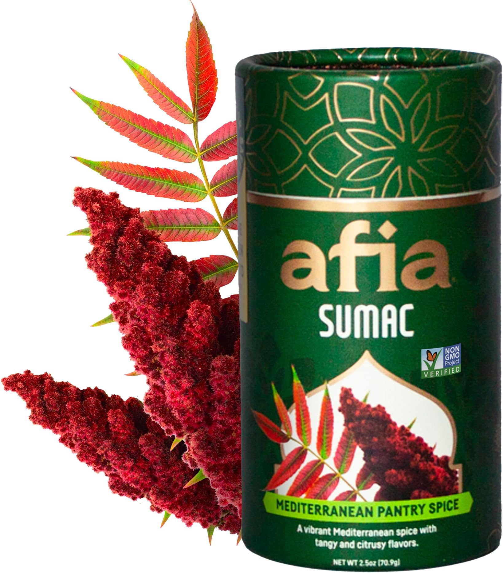 Afia - Ground Sumac Spice | Sumac Powder Pantry Spice for Middle Eastern Dishes, Meals and Cuisine | Premium Middle Eastern Spices (2.5oz)
