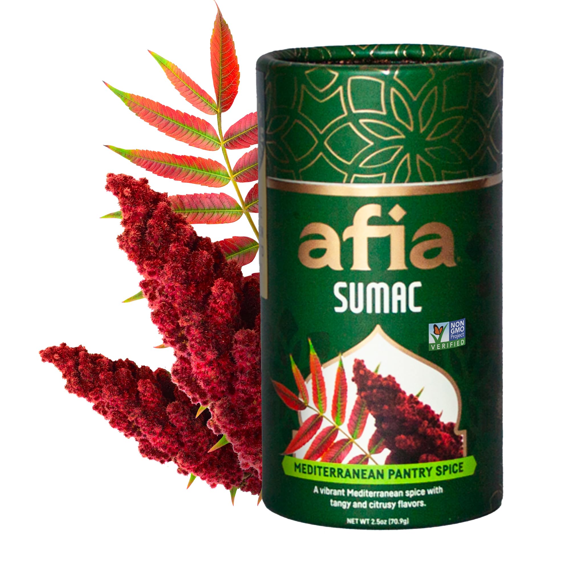Afia - Ground Sumac Spice | Sumac Powder Pantry Spice for Middle Eastern Dishes, Meals and Cuisine | Premium Middle Eastern Spices (2.5oz)