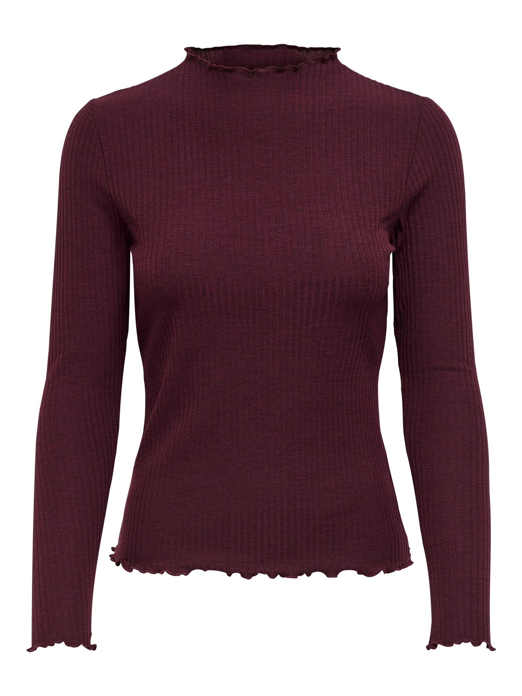 Only Women's Violet T-Shirt Emma Manches Longues Col Montant