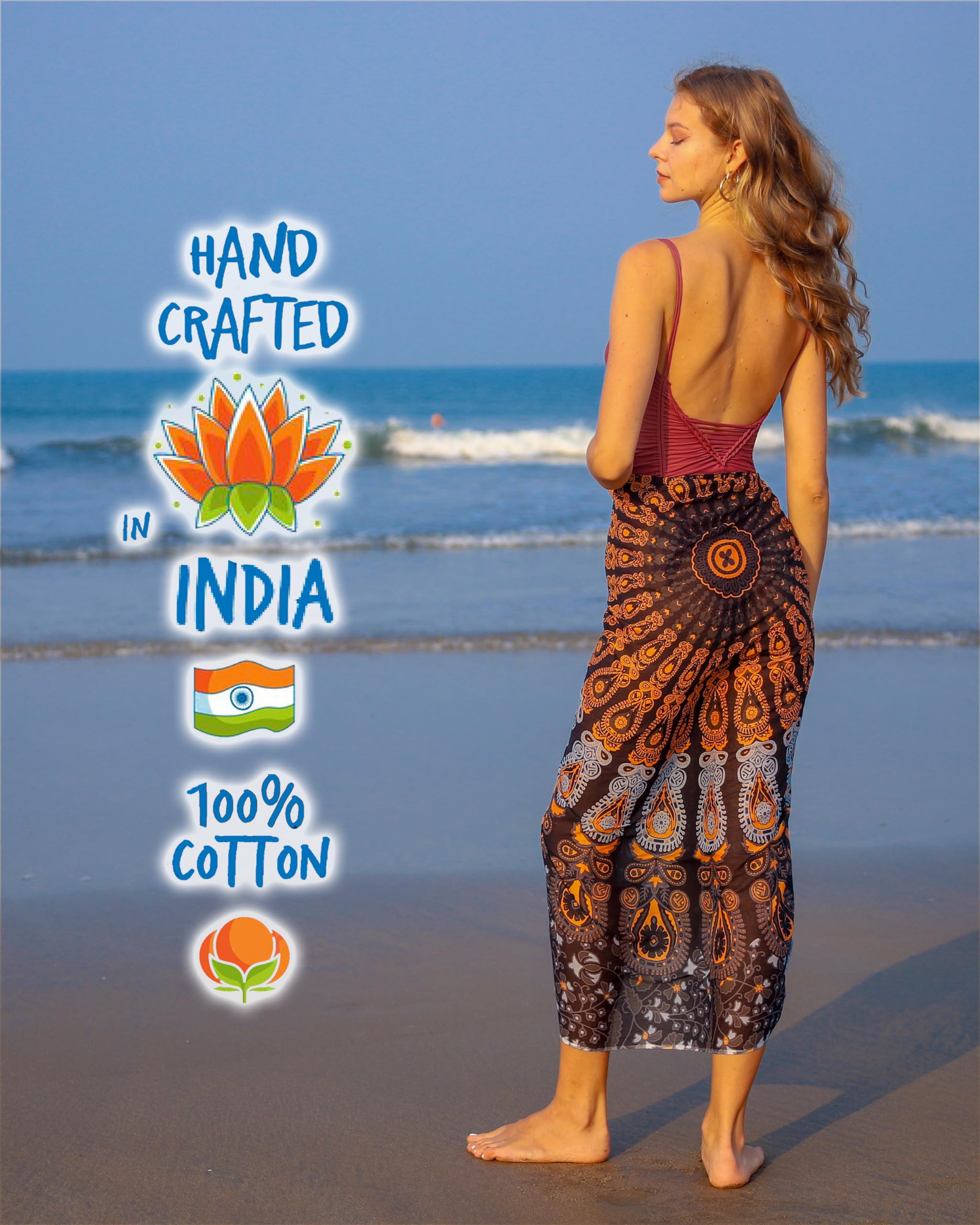 Boho Chic Pareo - Mandala Pareo - Bikini Swimsuit Cover Up - Beach Dress - Wrap: Black Mamba