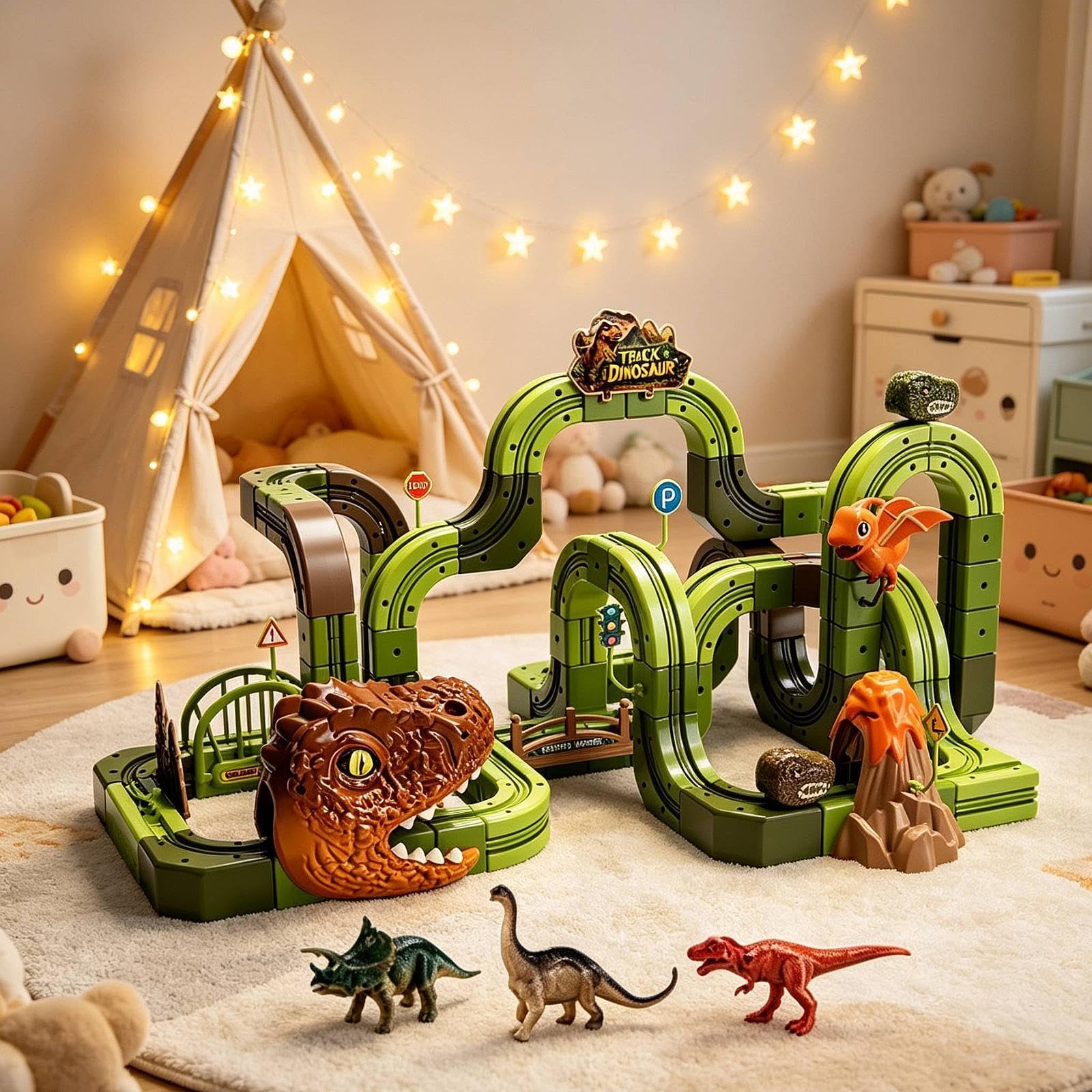 Set di Costruzioni di Dinosauri, Modellino di Dinosauro, Gioco Fai-da-Te, Morbido, Resistente, Pratico, Educativo per La Prima Infanzia per Bambine, Grande