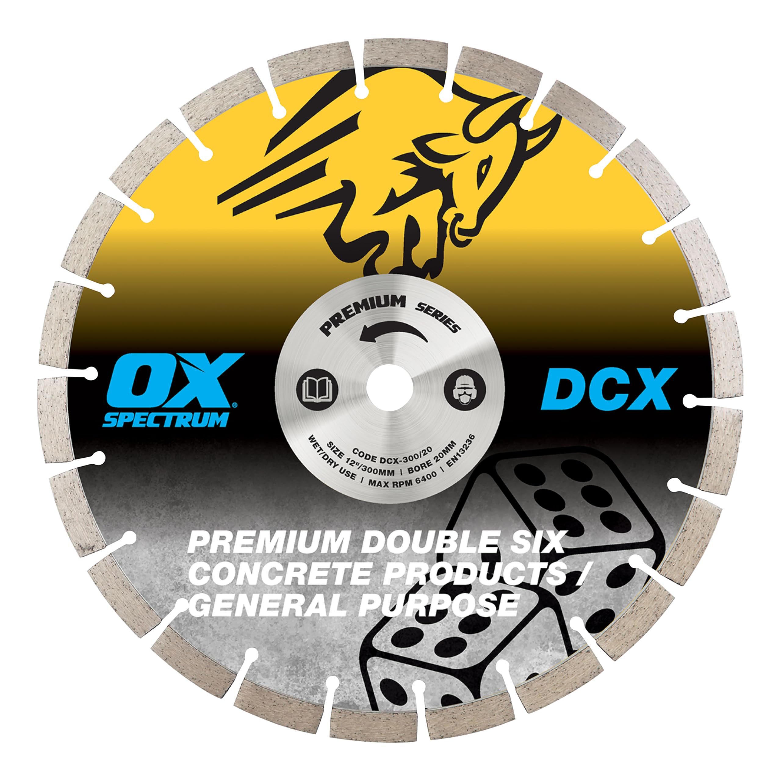 OX Double Six Diamond Blade DCX300/20 300mm GP 20mm Bore Spectrum Cutting Disc