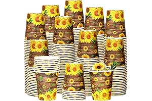 Sunflower Party Paper Cups: Festive Summer Essential for 100 Guests