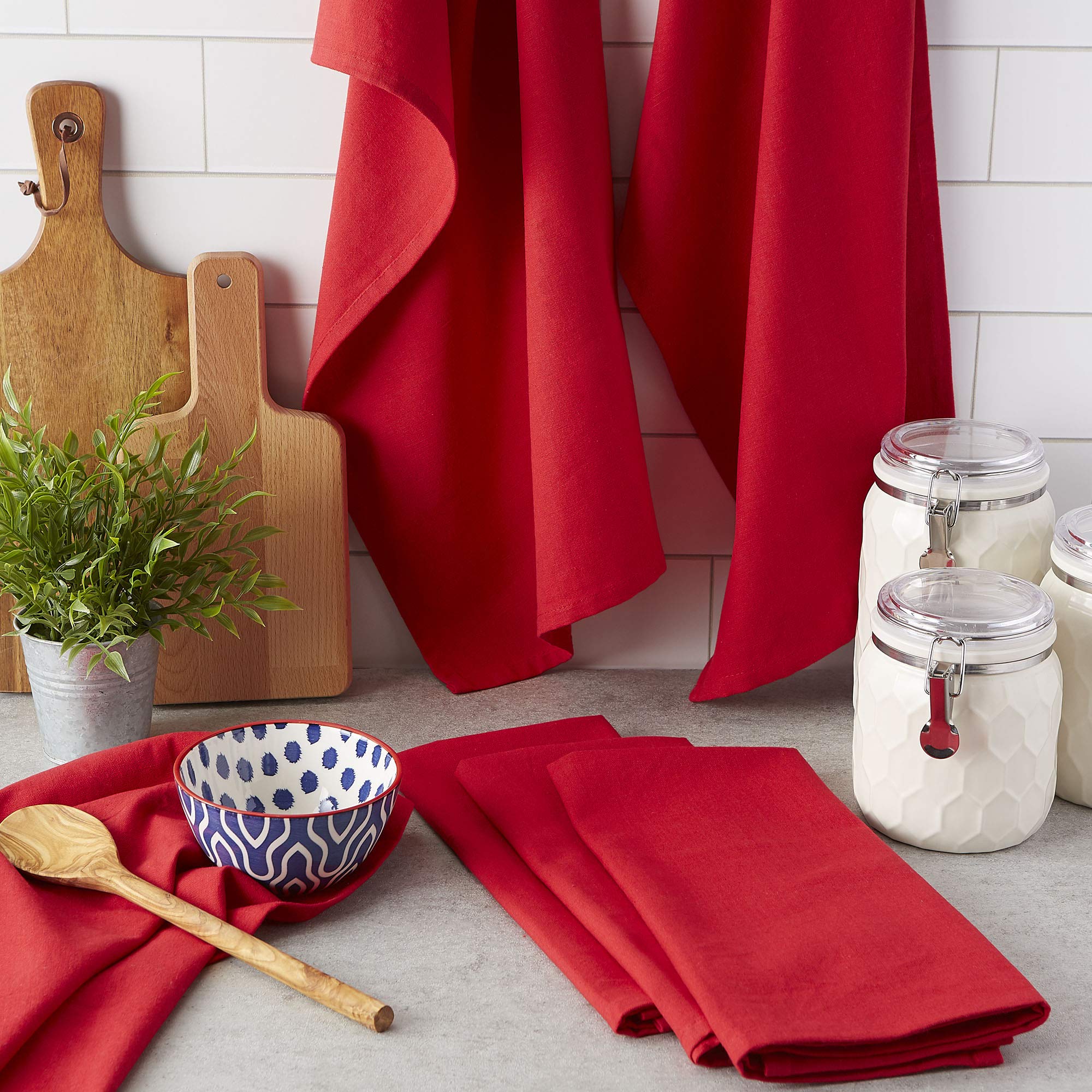 DII Cotton Flat Woven, Tango Red, Small Set, 18x28, Small Set, 18x28" - Image 4