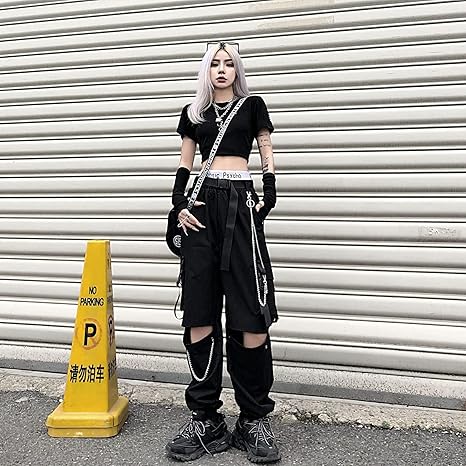 Amazon ロングパンツ レディース デザイン感 ワイドパンツ 渋谷系 原宿系 ジーンズ ハイウエスト 大きいサイズ かっこいい 機能服 ズボン ロングパンツ 通販