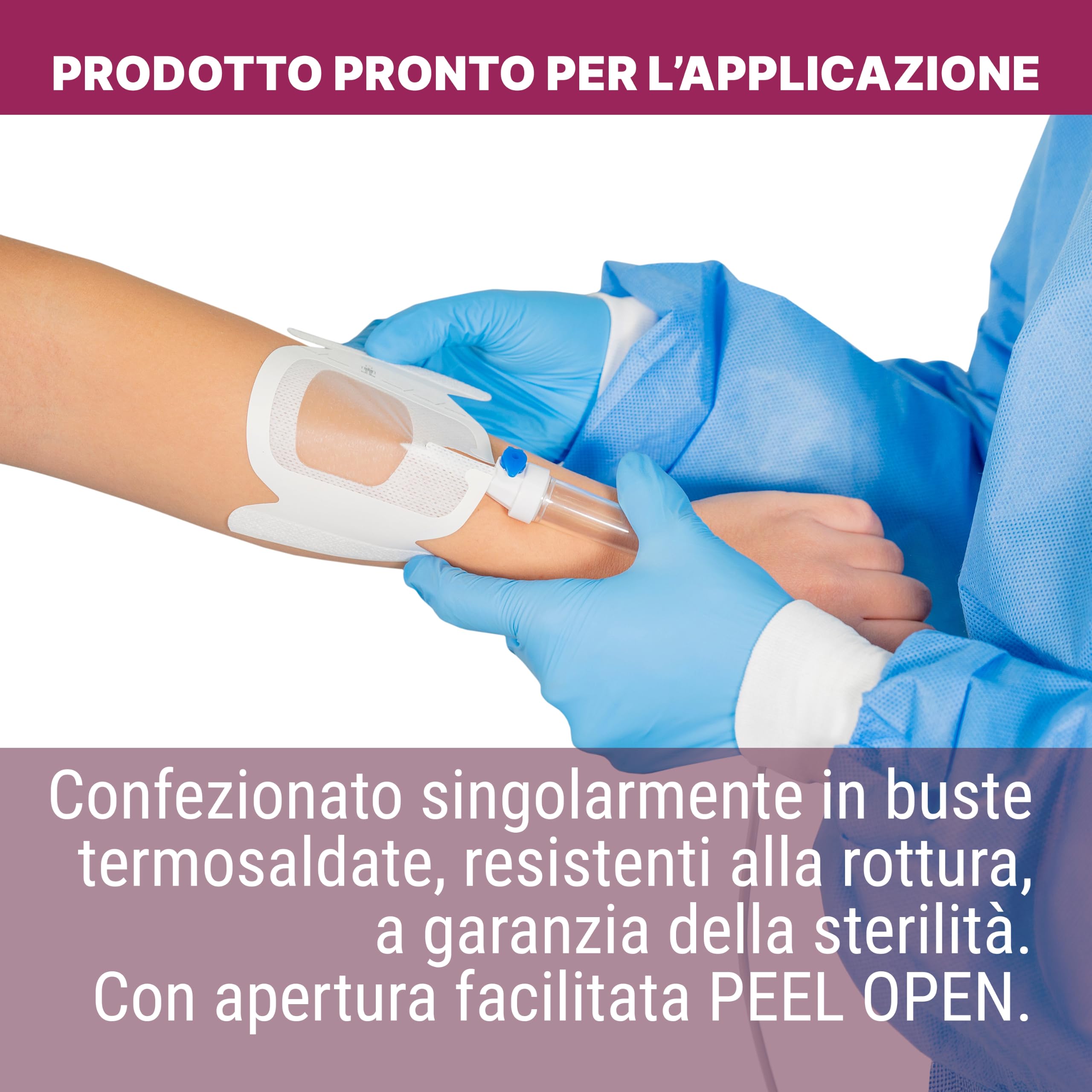 TOUCHMED Medicazione Adesiva Sterile in Poliuretano di Fissaggio Cannula e Catetere - Rinforzata in TNT con Alette - IV Dressing - 8,5x11,5 cm - Monouso - Confezione da 50 Buste
