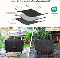 Vista 4 de Porch Shield - Cubierta impermeable 600D para mesa, cuenco de fuego o chimenea de exteriores, de uso pesado