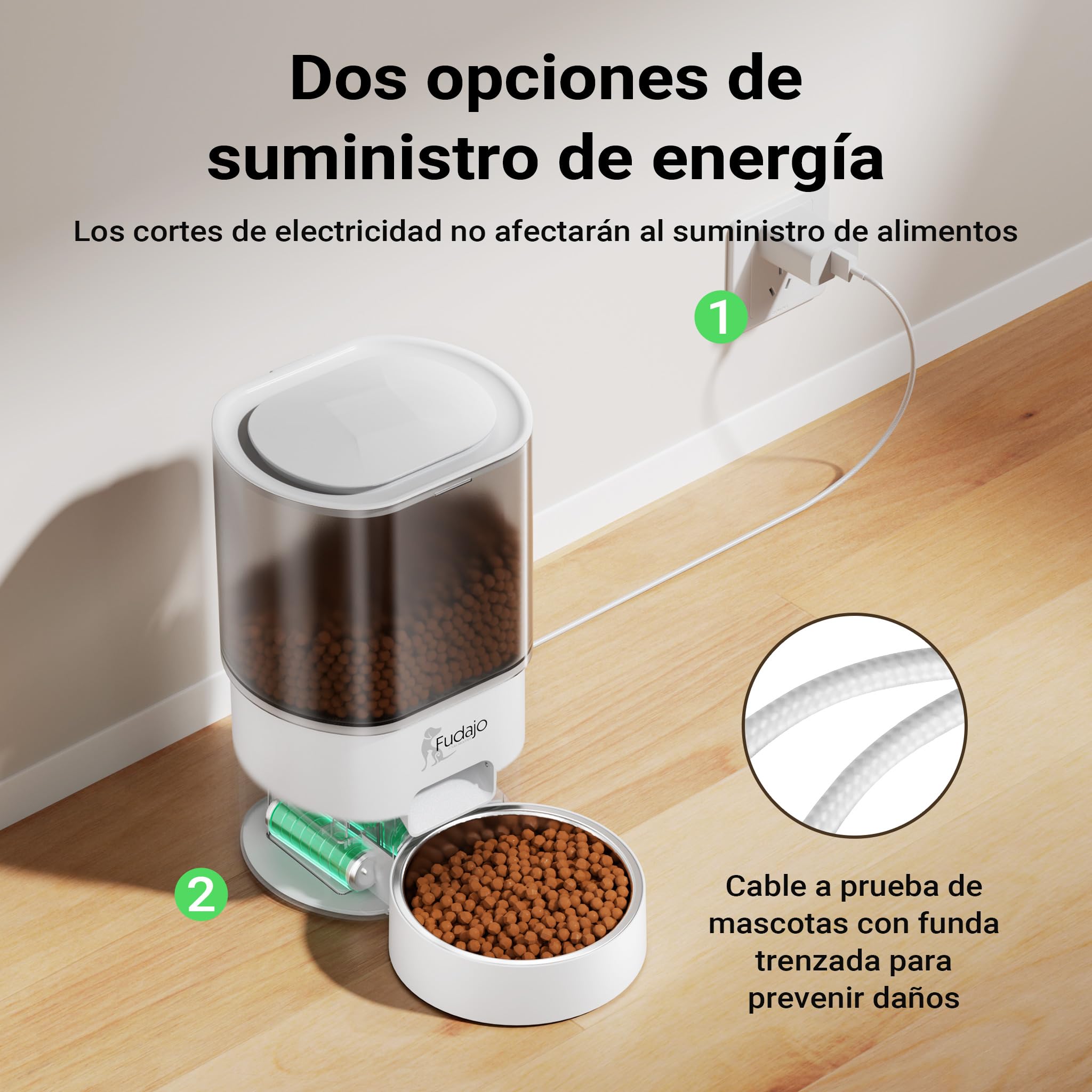 Fudajo Comedero y Bebedero Blanco automático para Mascotas 3L/2,5L Control por App. diseño Compacto, fácil de Limpiar, Ideal para Gatos y Perros dispensador de pienso y Fuente de Agua