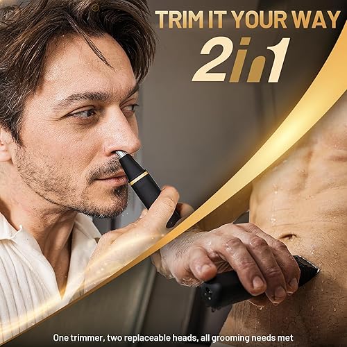 Miniatura 6 de Maquinilla de afeitar eléctrica para hombres, impermeable IPX7, para sienes, ingle, nariz, pelos de oídos, barba, recortadora de vello corporal, kit