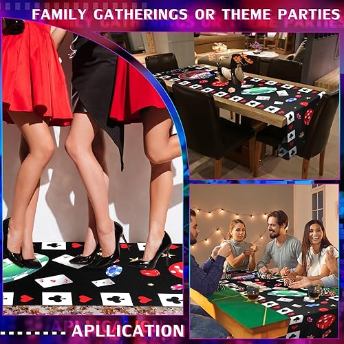 Miniatura 4 de Thyle Alfombra de póquer de poliéster para fiestas temáticas de casino de 10 pies, alfombra de póquer de poliéster rojo y negro, alfombra de fiesta,