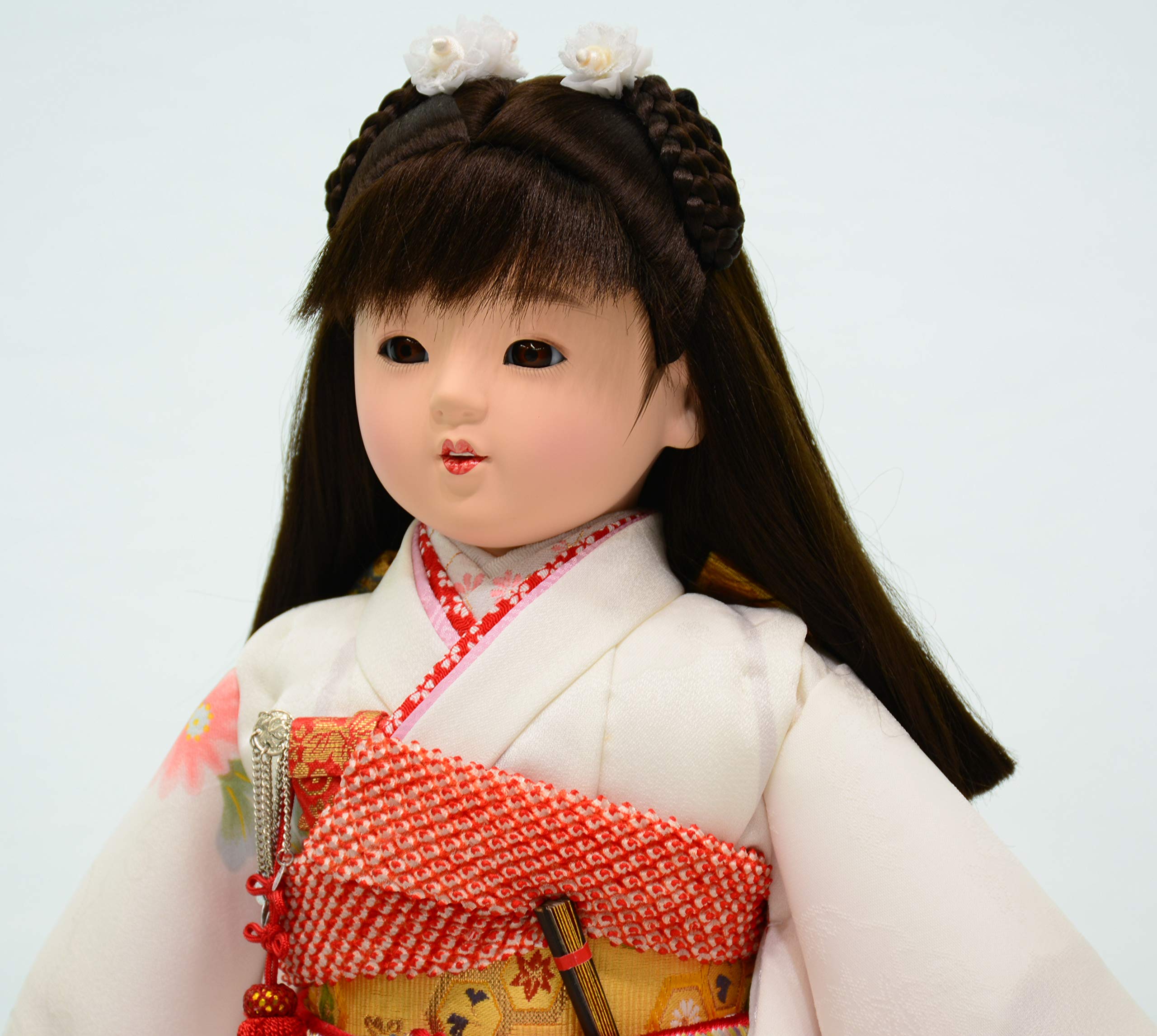 Amazon | 【極上】 市松人形 京友禅 愛ちゃん 13号 白 | 市松人形
