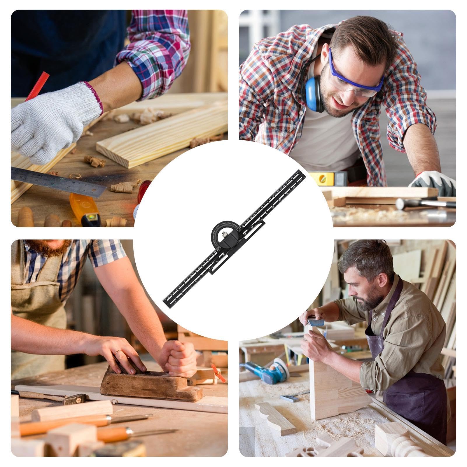 Strumento quadrato combinato, righello ad angolo retto per la lavorazione | del legno, quadrato da falegname, righello quadrato scorrevole, strumento di misurazione per falegnameria, lavorazione del