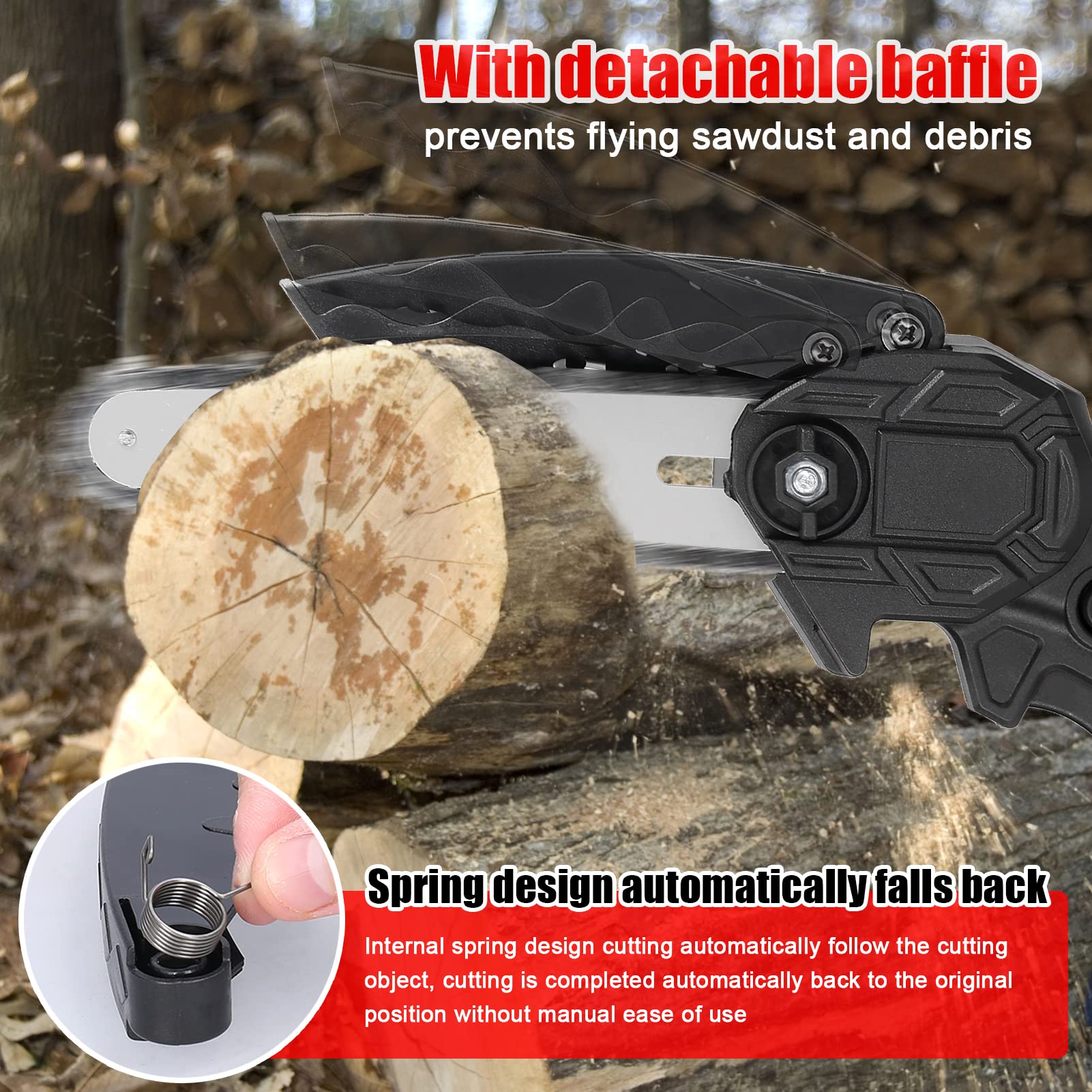 Karlak Tronçonneuse électrique Légère sans Fil de 6 Pouces avec Moteur de Brosse, Batterie Rechargeable de 21V pour la Coupe des Vergers de Jardin (2 piles pièces prise ue)