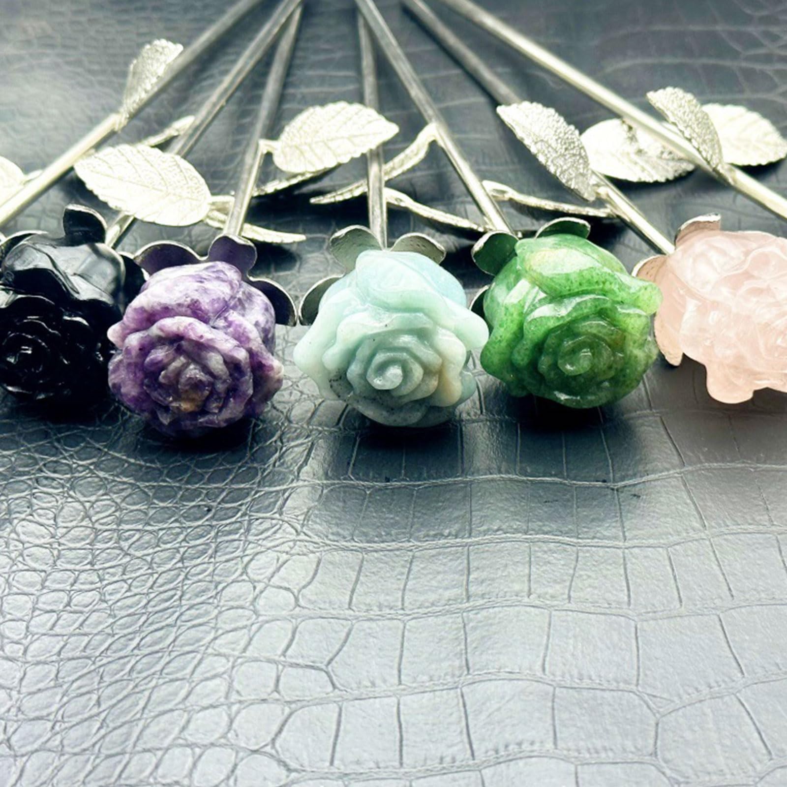 7 Stück Heilkristall-Mehrfarbige Rosenblüten-Figur