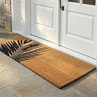 Vista 26 de Fab Habitat Felpudo extra grueso, tejido a mano, duradero, fibra de coco natural, entrada, puerta delantera, porche, patio, cursiva Hello azul