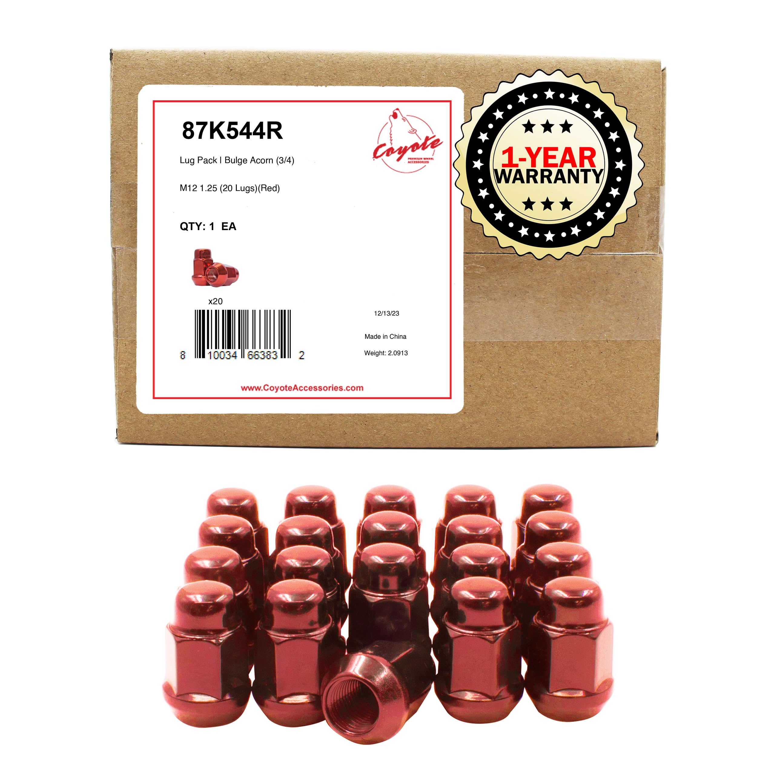 Acorn Lug Nuts 20-Pack M12x1.25 Extra Short Open End - Black, 60° Conical Seat, 3/4" Hex, Fit Nissan, Infiniti & Toyota 86, Steel Construction Nismo Lug Nuts - Foto 9