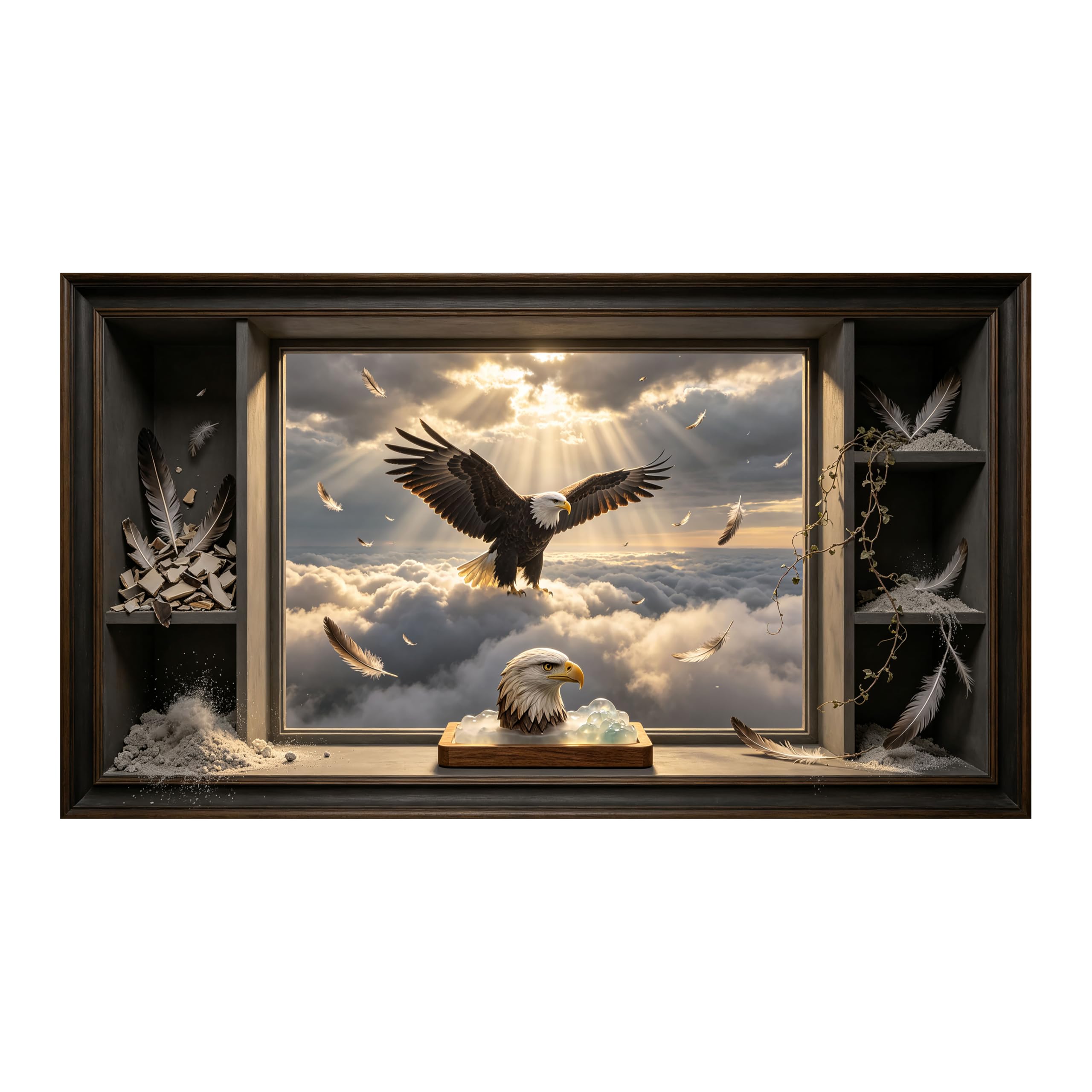 Yzpallescene Art260711116 3D Framed Wall Art Eagle Sky Cloud Sunset Realistic Large Size Selfadhesive Removable Wall Decor Prints Artwork For Living Room Bedroom Office