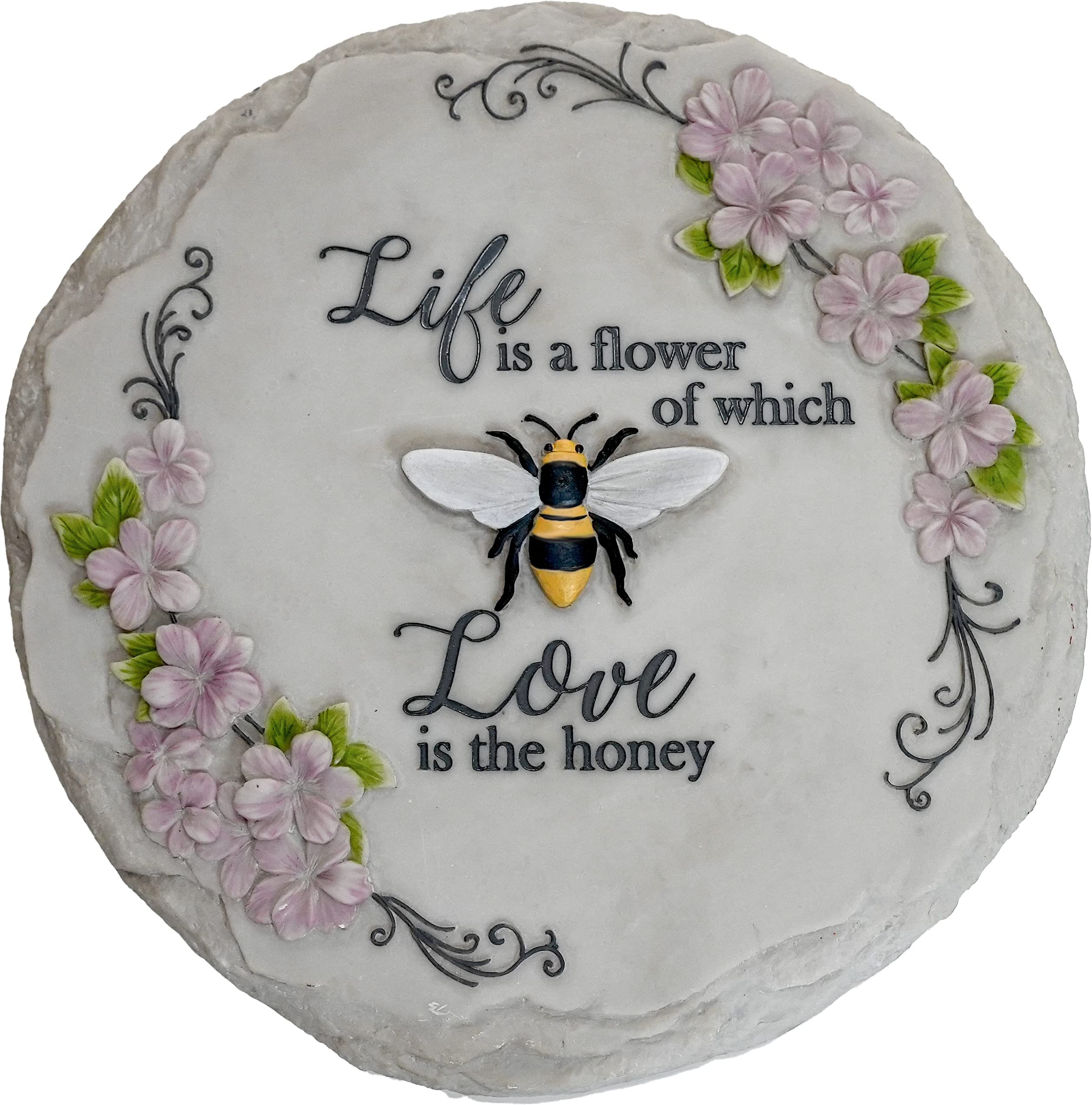 Spoontiques 13418 Life is Flower Stepping Stone Garden, 9.63" Diameter