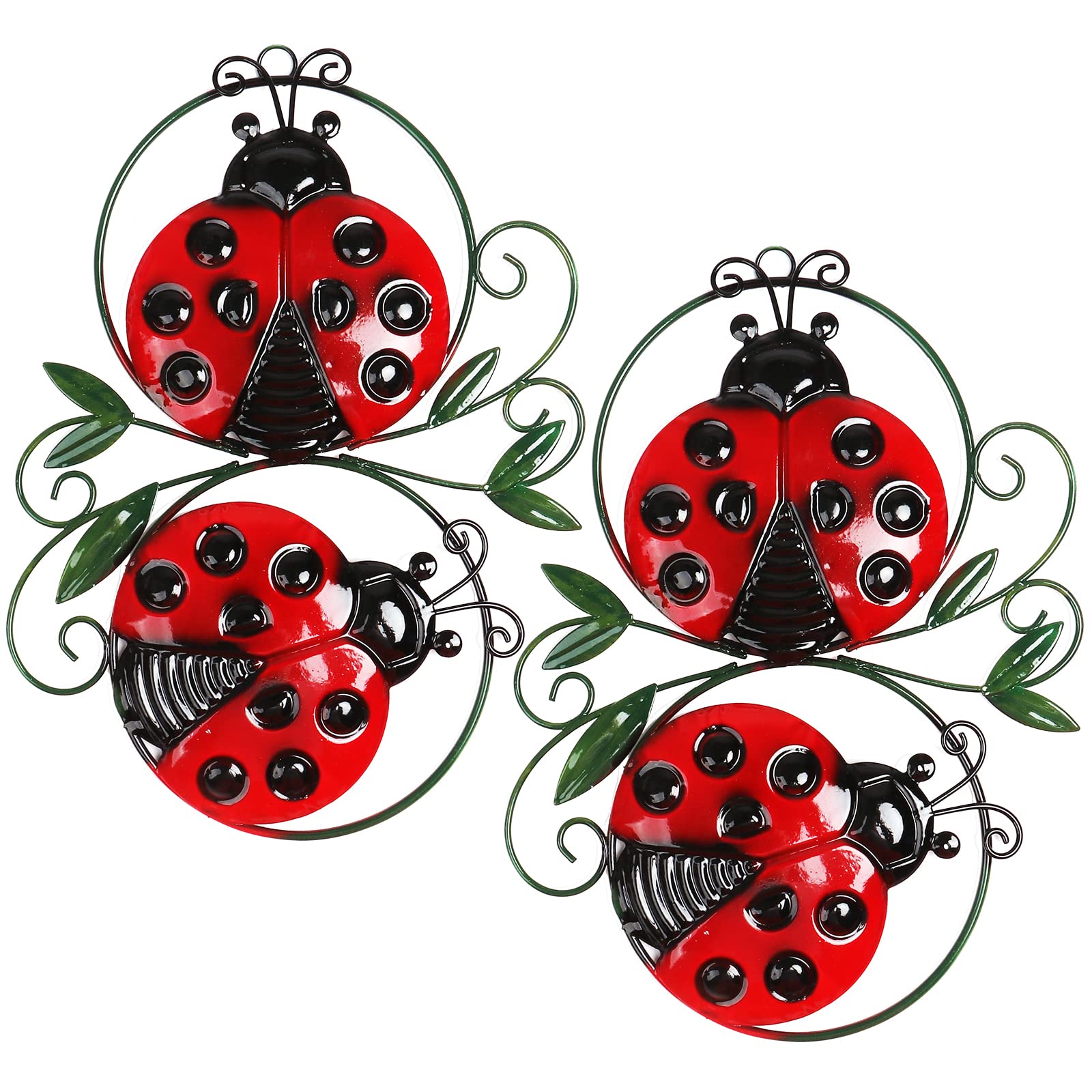 Photo 1 of ASAKOKEA Metal Wall Art Cute Ladybugs Garden Decor Hanging for Outside Decorations Yard Lawn Ornaments