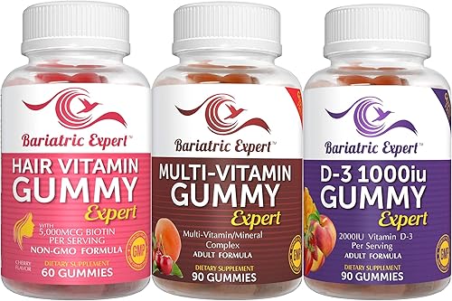 Paquete de 3 multivitamínicos bariátricos, gomitas multivitamínicas 90 masticables. - Gomitas D3 90 masticables. - Gomitas de vitamina para el