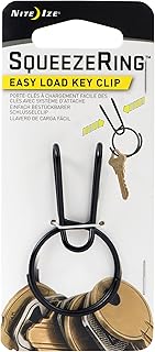 Nite Ize KSQR-01-R6 SqueezeRing, Easy Load Key Clip, Squeeze to Load Split Ring, Black