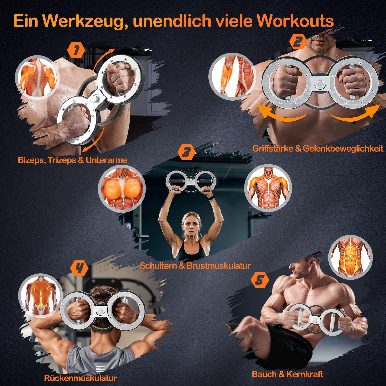 GYMAX Unterarmtrainer & Griffkraft Trainer, Handtrainer mit 360 Grad drehbarer Griff & einstellbarem Widerstand von 10 bis 30 Pfund, Unterarm Trainingsgerät für Zuhause Bizeps Rücken Schulter