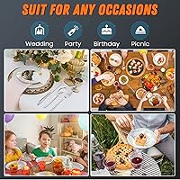 Vista 6 de Juego de 360 piezas de cubiertos de plástico plateado resistente, 120 tenedores, 120 cucharas, 120 cuchillos, cubiertos desechables plateados