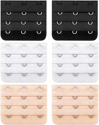 6 PCS Soft Comfortable Bra Strap Extender with Triple Row Adjustment