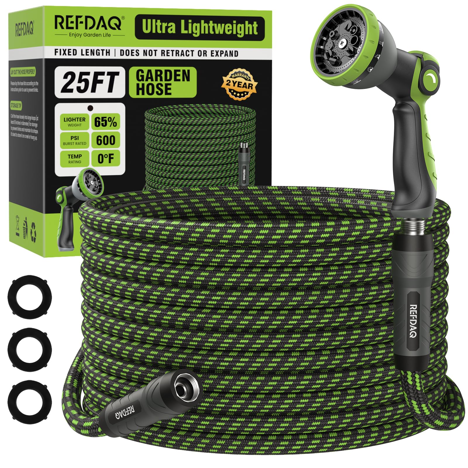 Garden Hose, Flexible Ultra Lightweight Durable, Kink-Free Water Hose with 10 Function Sprayer - Non-Shrinking, Easy to Store, All-Weather, High-Pressure (100 FT) — view 10