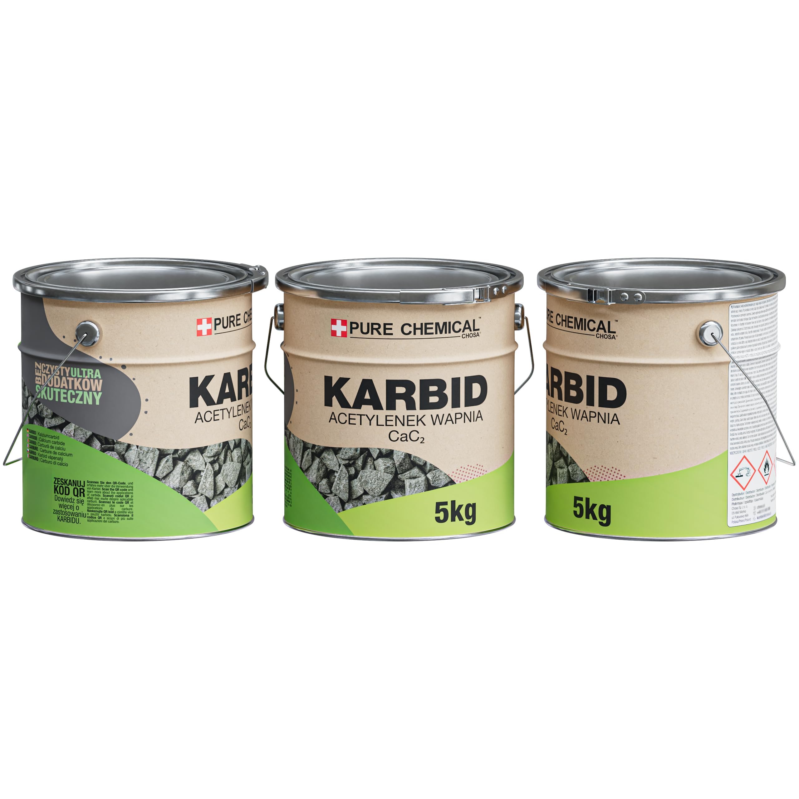 CHOSA Carburo di Calcio 5 kg - CAC₂ Puro al 100%, Senza Additivi - per Lampade Acetilene, Saldatura e Giardino - Robusta Scatola di Metallo – la Confezione Protegge dall'umidità – Chiusura Ermetica