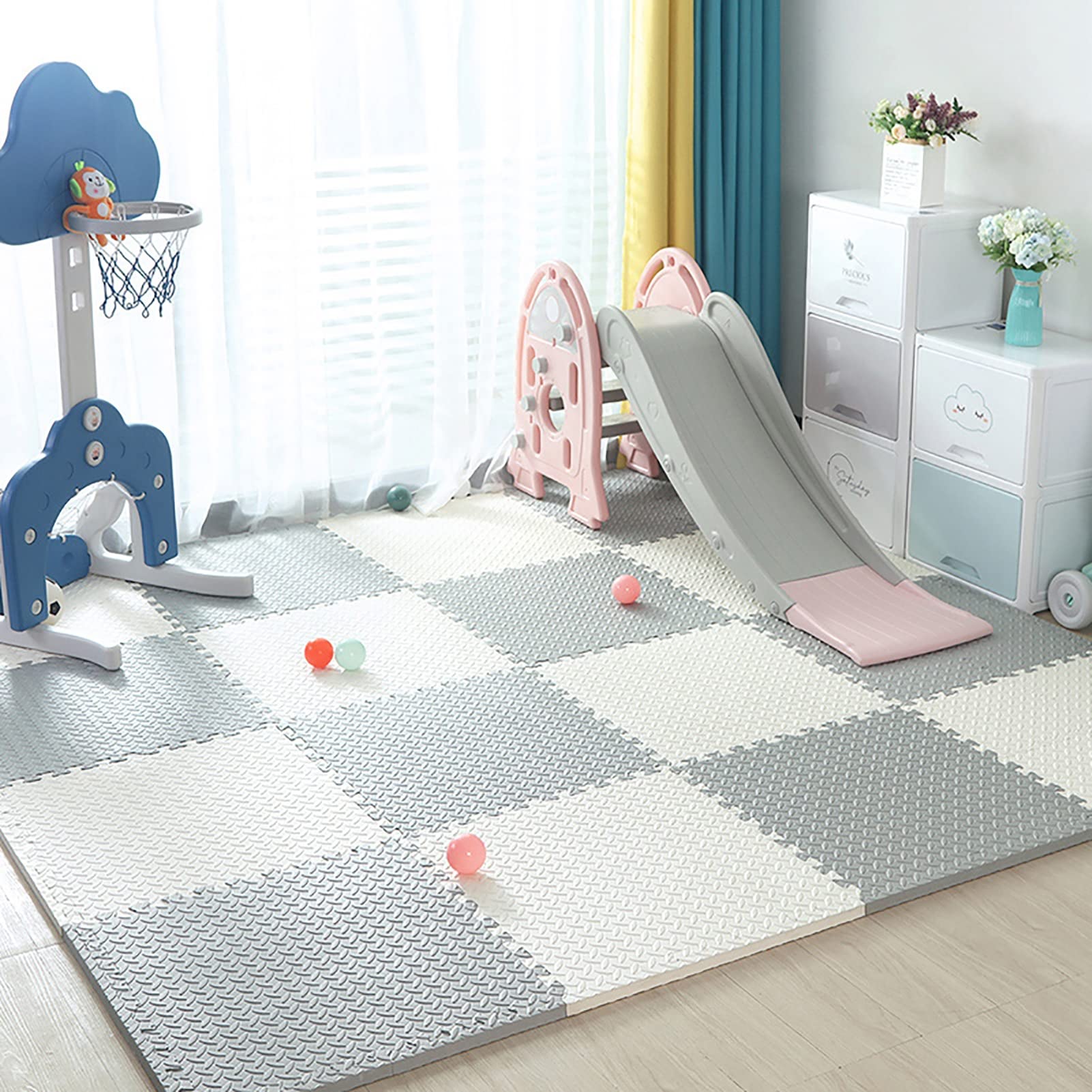 8/9/10/12Pcs Schaumstoff Bodenmatten Spielmatte,60X60cm Puzzlematte Baby Krabbelmatte Weich Puzzle Matten Kinder Schaumstoffmatte Puzzleteppich Für Balkon Schlafzimmer Wohnzimmer,L,8Pcs