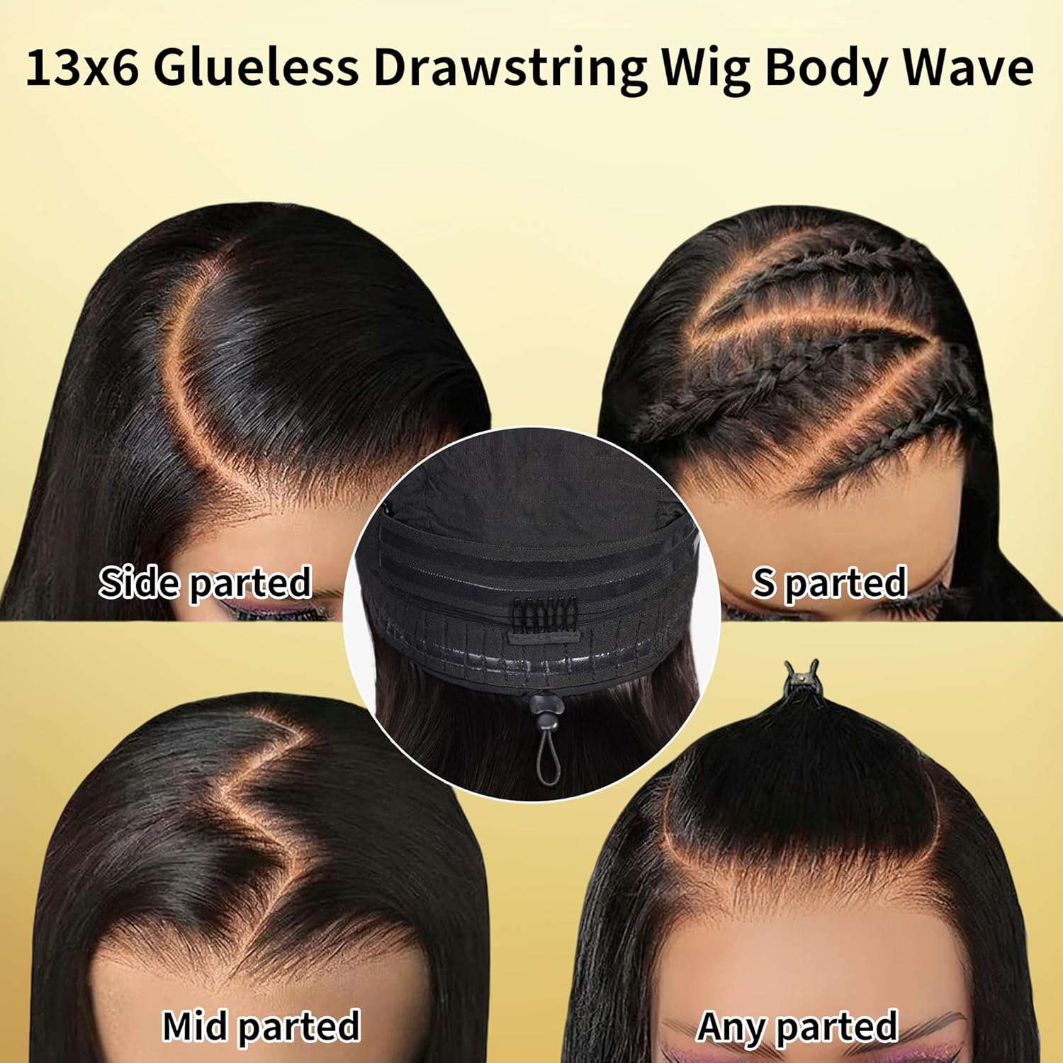bling hair Wear and Go Glueless Wig Body Wave Human Hair Wigs With Drawstring Glueless HD Lace Front Wigs Human Hair 180 Density Lace Frontal Wigs Human Hair Pre Cut Pre Plucked Glueless Wigs 22 Inch