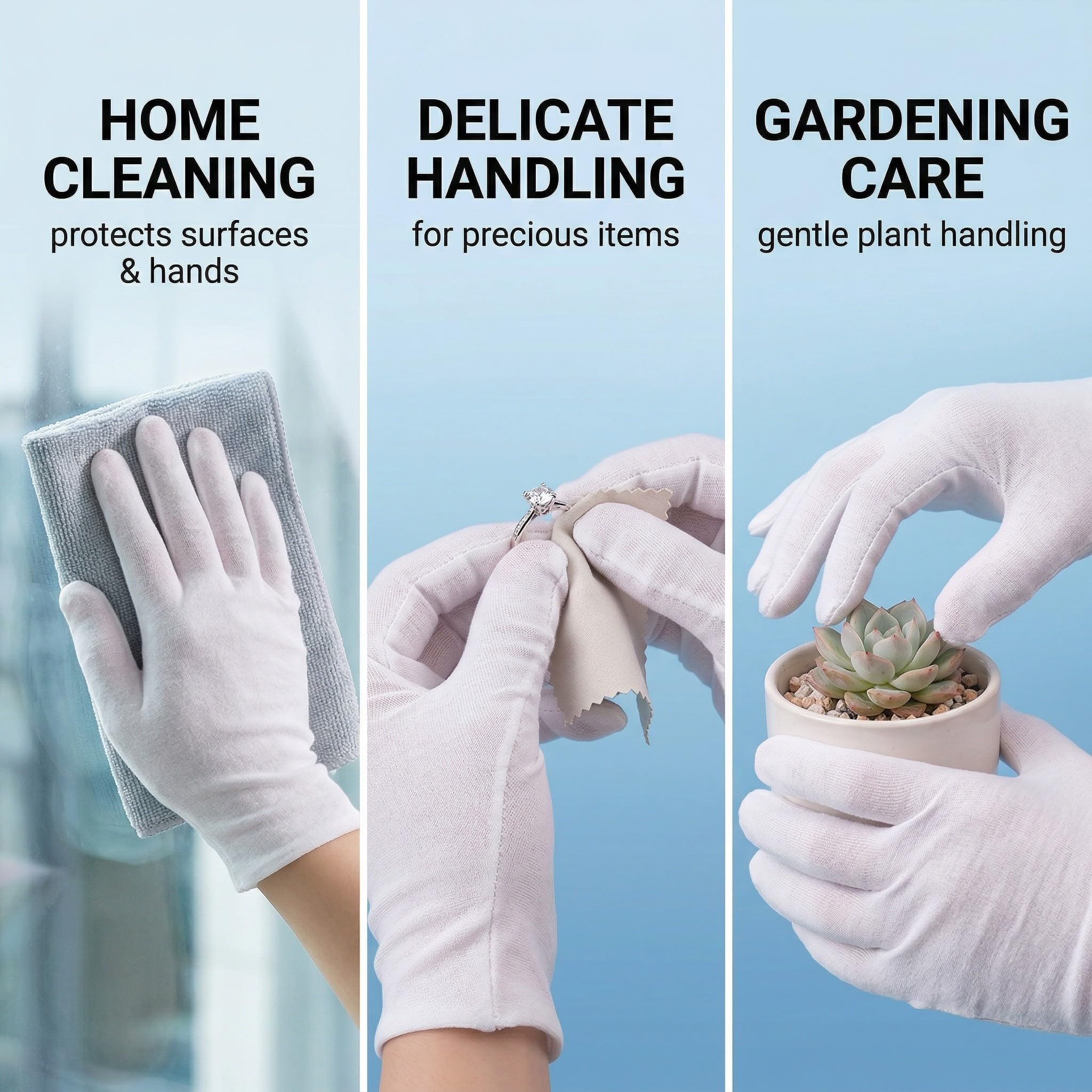 15 Paia di Guanti in Cotone Bianco Sottili, Guanti da Lavoro Misura M Lavabili e Traspiranti per Ispezione Gioielli, Cosmetica, Monete e Uso Quotidiano, Guanti Protettivi Multiuso Riutilizzabili
