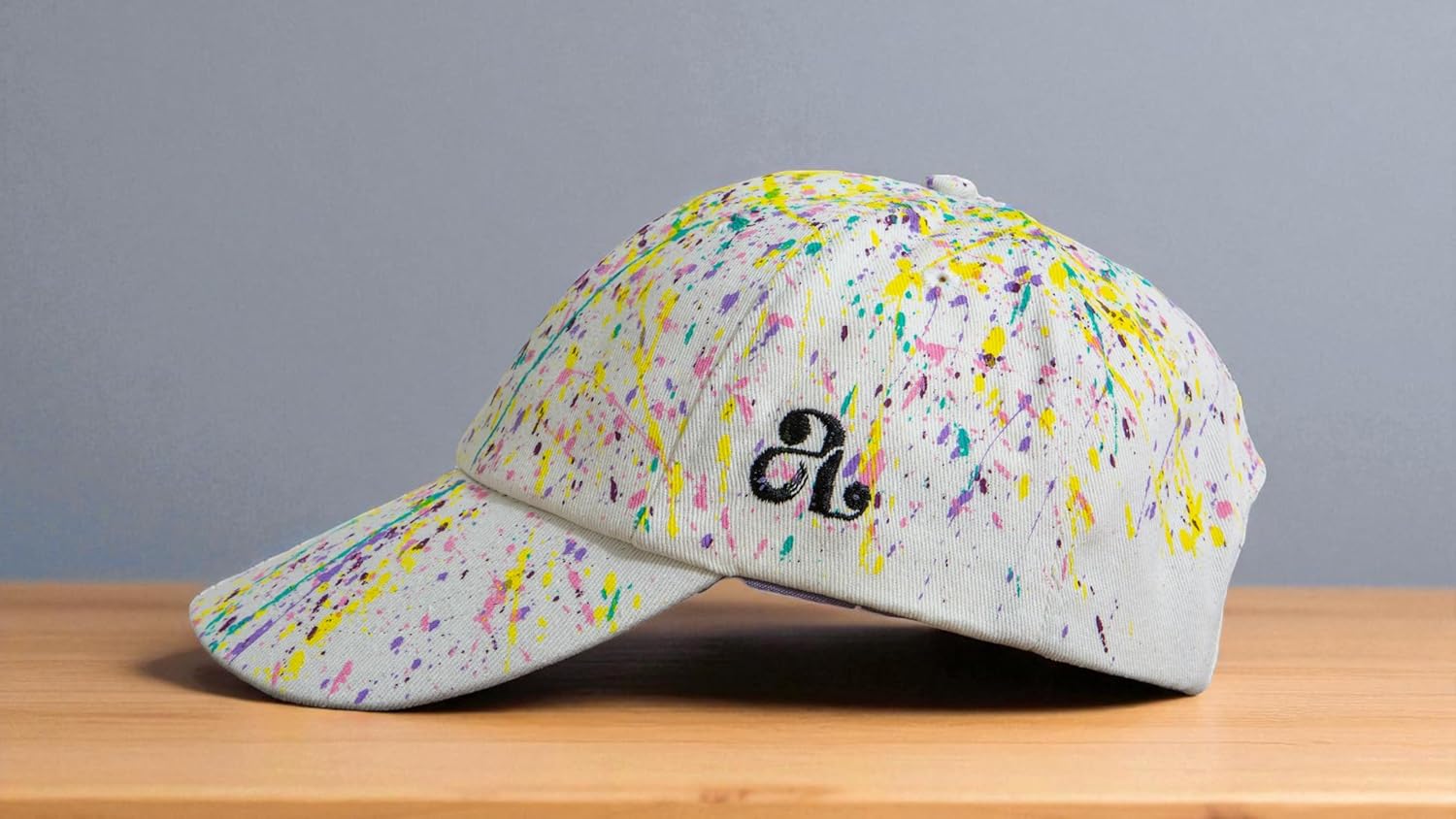 Unique Handmade Graffiti Splatter Baseball Cap for Men and Women, Adjustable Strapback, 100% Cotton, Special Art Gift