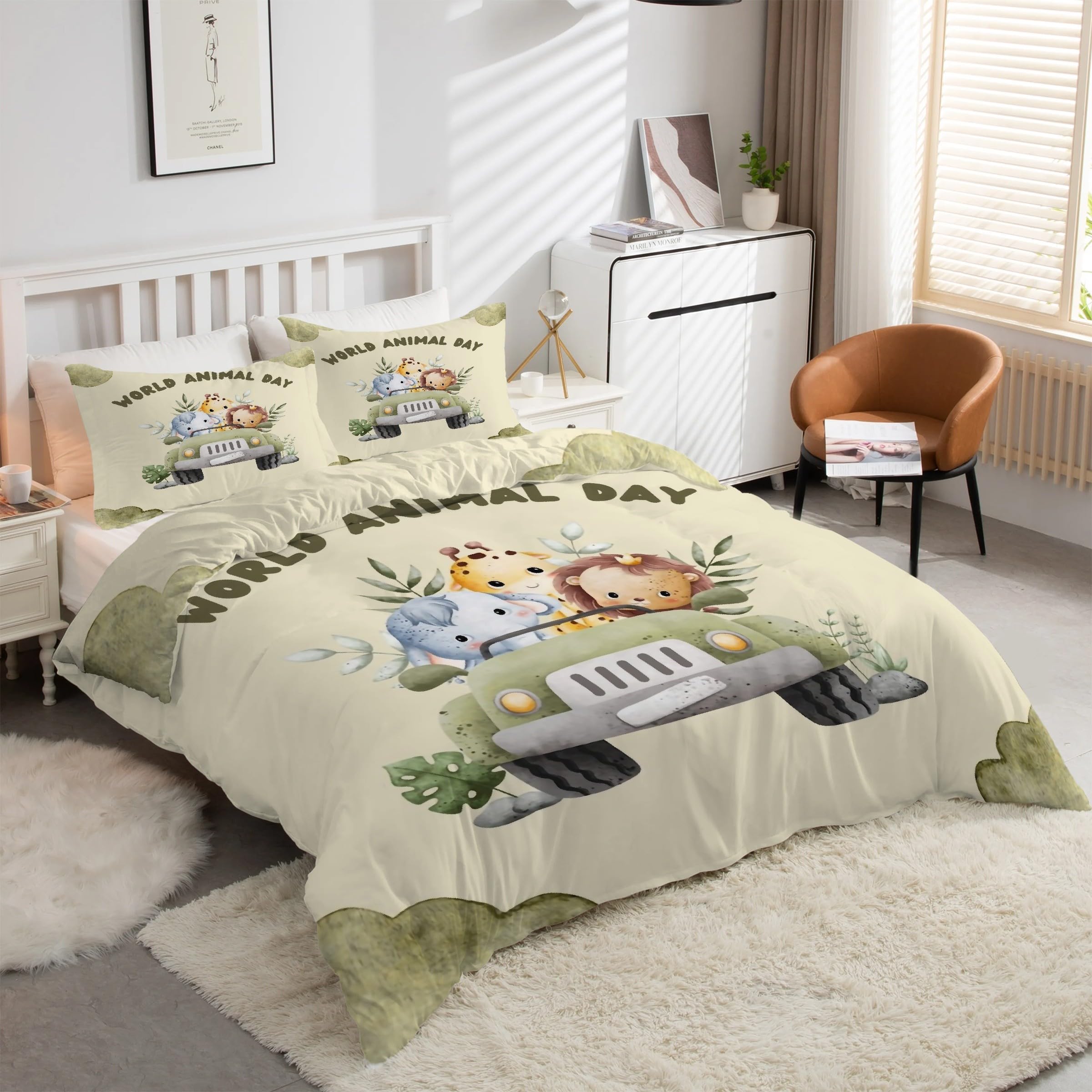 Housse de couette 160x200 loup fermeture éclair pour en finir avec le repassage