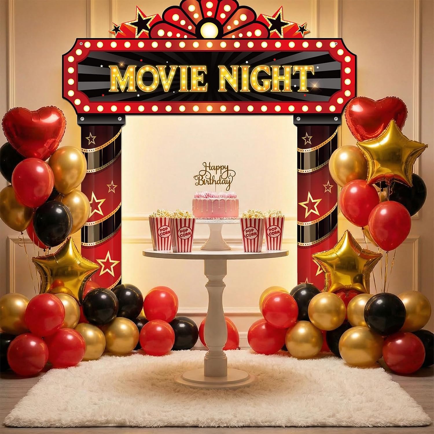 Peryiter 3 Pcs Movie Night Porch Sign Banner Movie Theme Party Decorations image 4