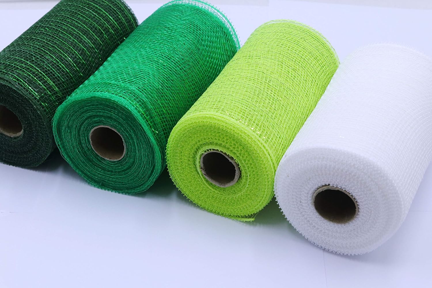 10 inch x 30 feet(10 Yards)-YYCRAFT Green Metallic Poly Mesh Ribbon for St.Patrick's Day Decoration/Wreath Making Craft(4 Pack)