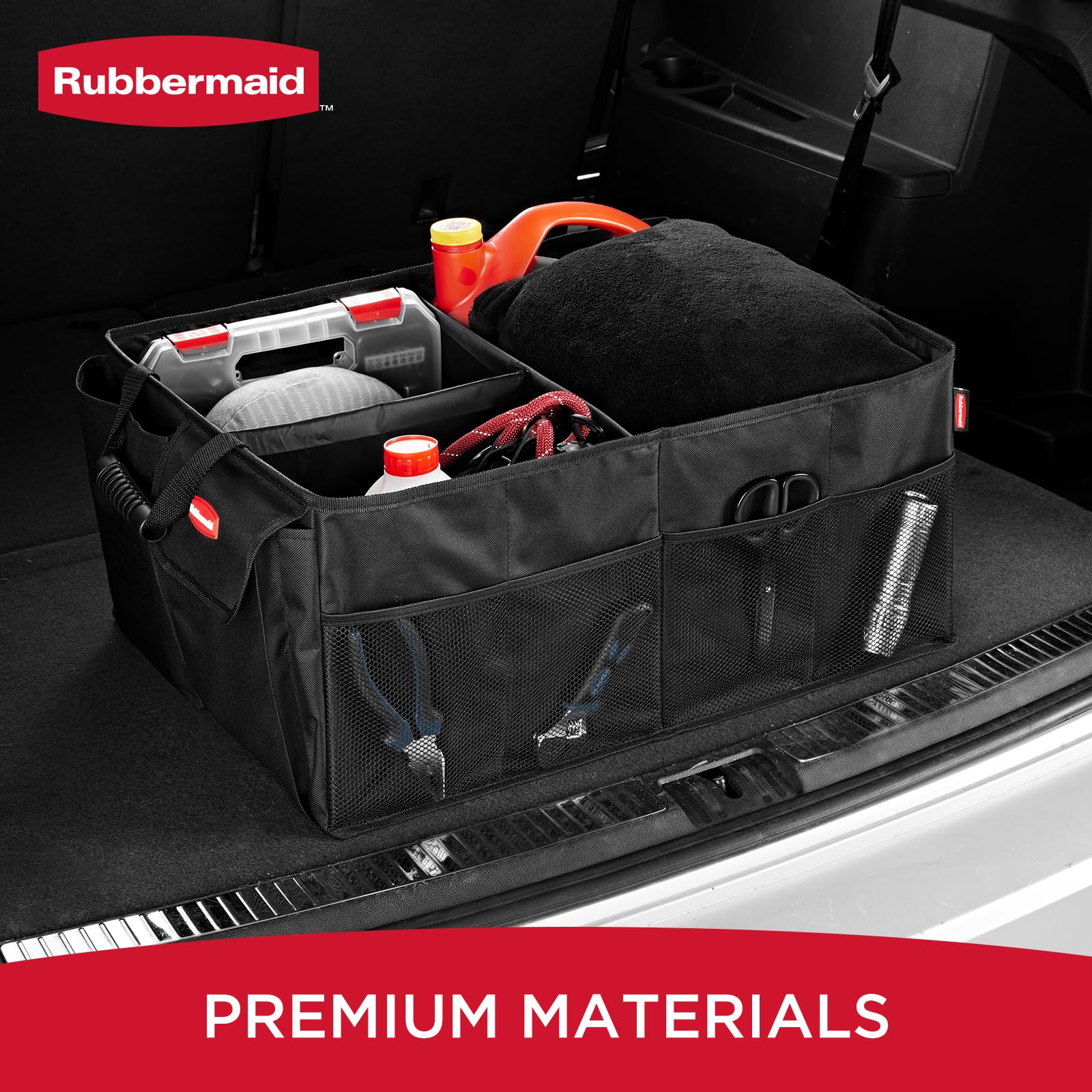 Rubbermaid Car Organizer Collapsible Trunk Organizer Multi-Compartment Car Storage Organization for Car Accessories 3 Compartments Without Cover 22 — view 2