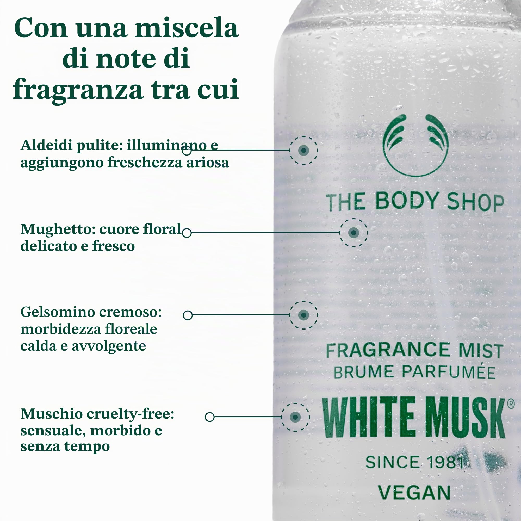 THE BODY SHOP Profumo White Musk® Fragranza Nebbia, vegano, con fresco aroma floreale di muschio