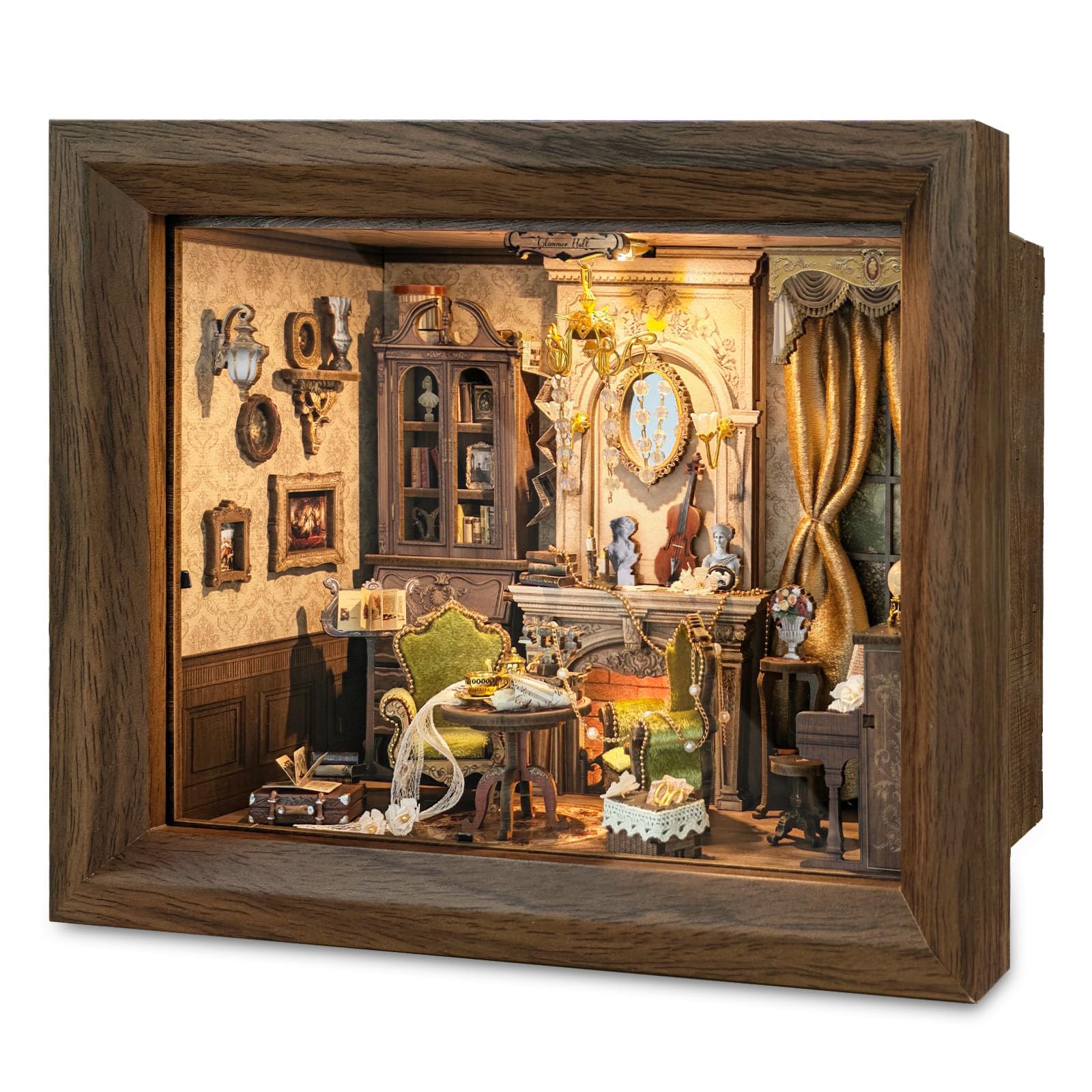 LORENOOK Glimmer Hall DIY Miniature Shadow Box Kit with Dust Cover