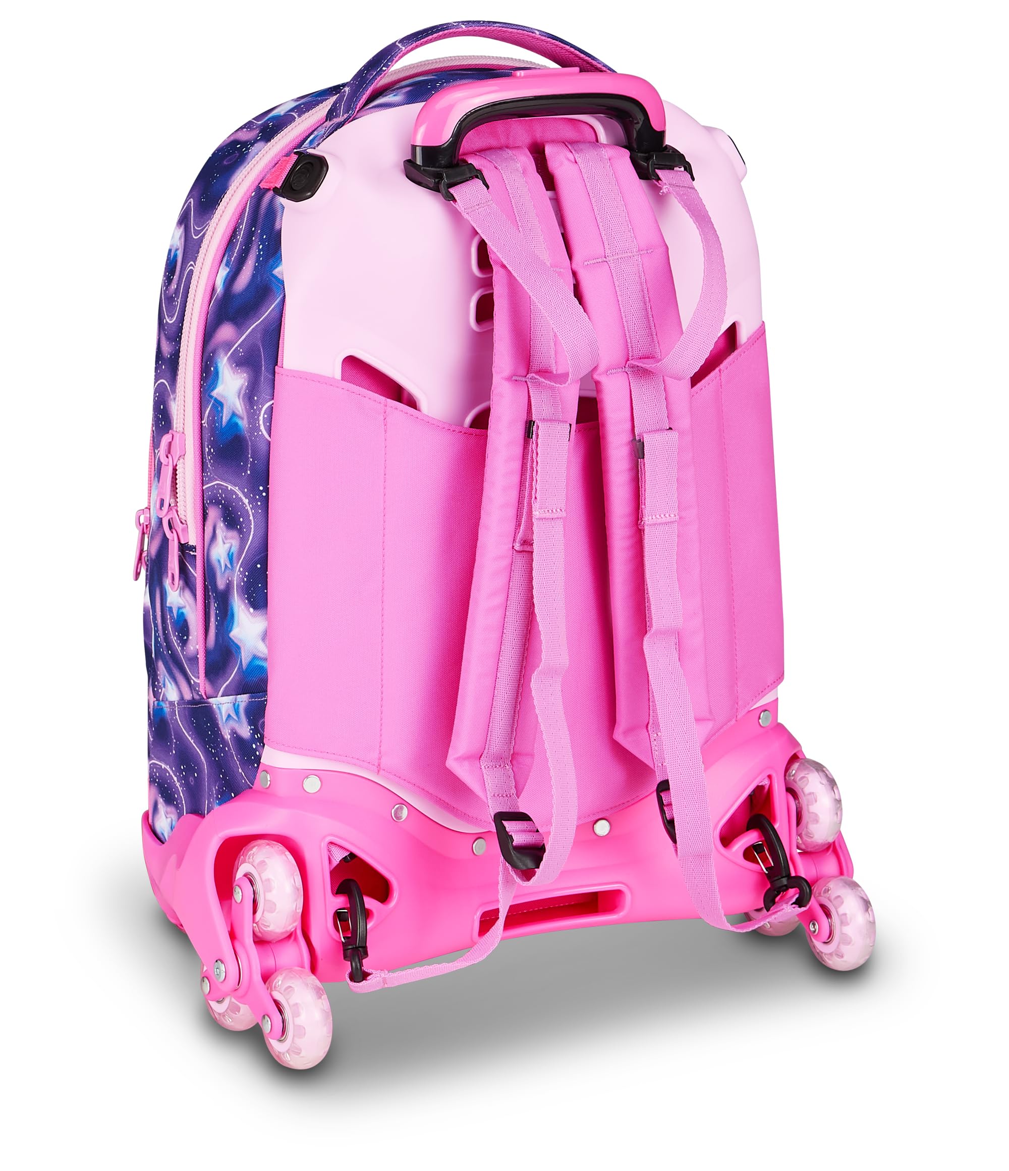 SJ GANG STYLE JAM GANG Trolley Scuola Jack 8 ruote FLUFFY PINK GIRL, Viola, 34 L, Scomponibile, Uso Zaino, Cross-over System, Spallacci a scomparsa, Tasca portaborraccia, Elementari e medie, Bambina
