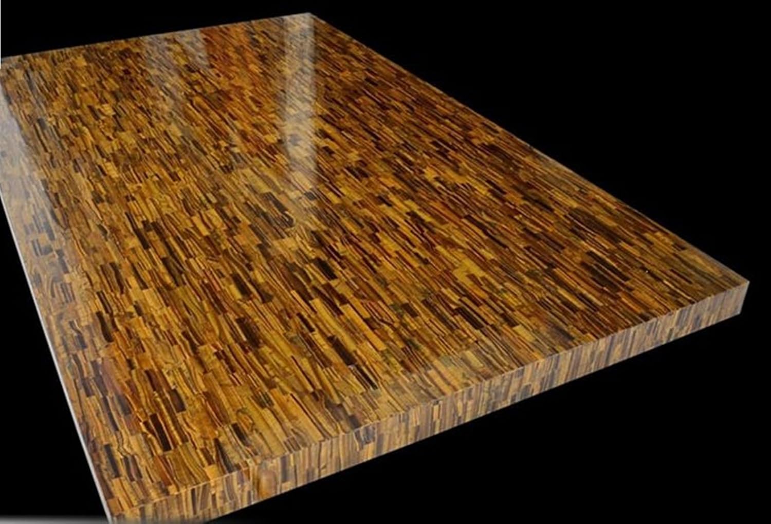 Brick Design Table Top with Modern Look | 36 x 36 Inches Square Shape Tiger Eye Stone Restaurant Table | Yellow Stone Kitchen & Cafe Countertop from Artisans Gallery