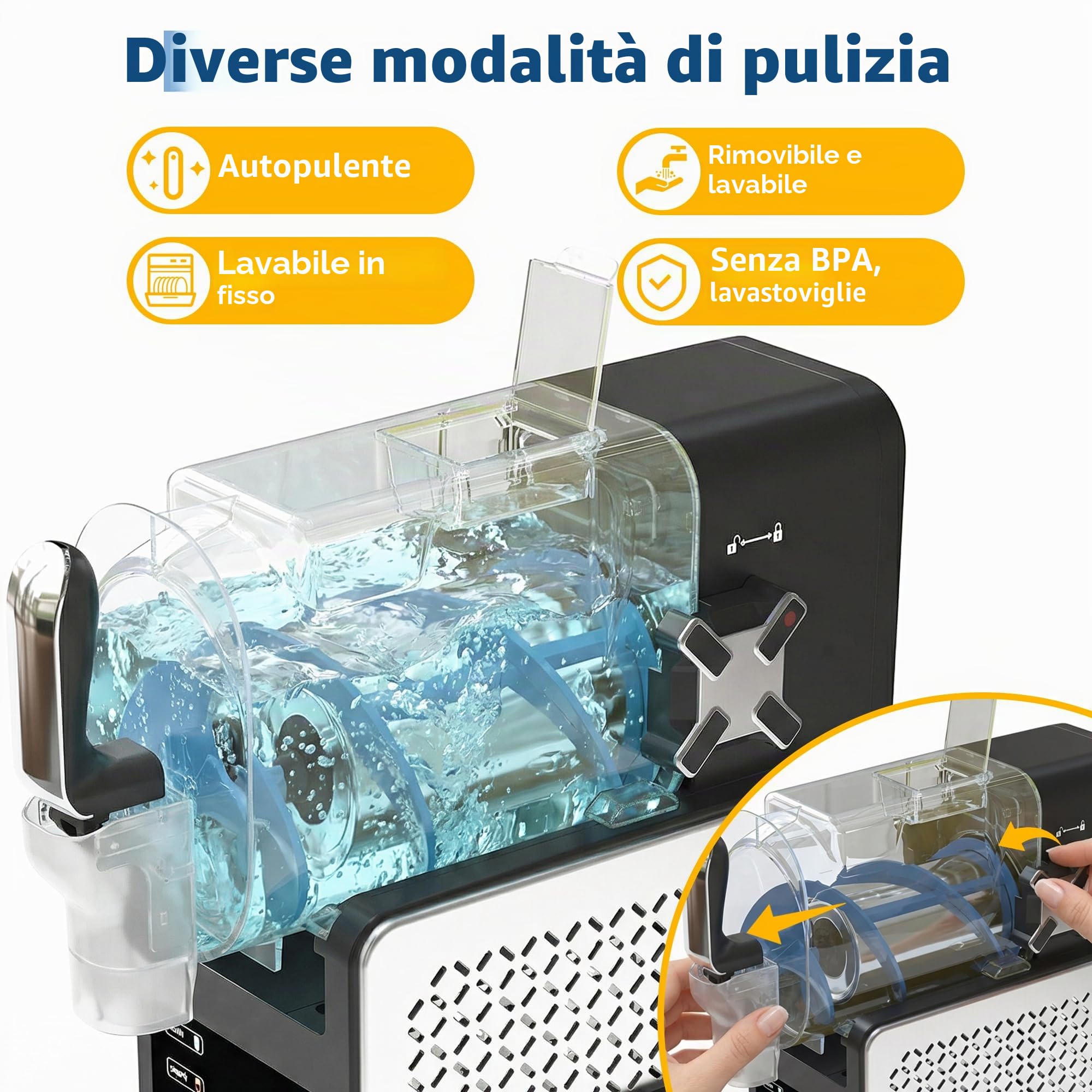 Macchina slushy da 1,9 l, per la casa con 5 programmi automatici, display a LED, autopulente, senza ghiaccio, per frappè, margarita, frullati